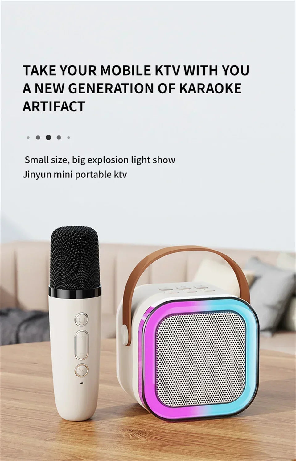 Karaoke portativ me altoparlant dhe 2 mikrofona